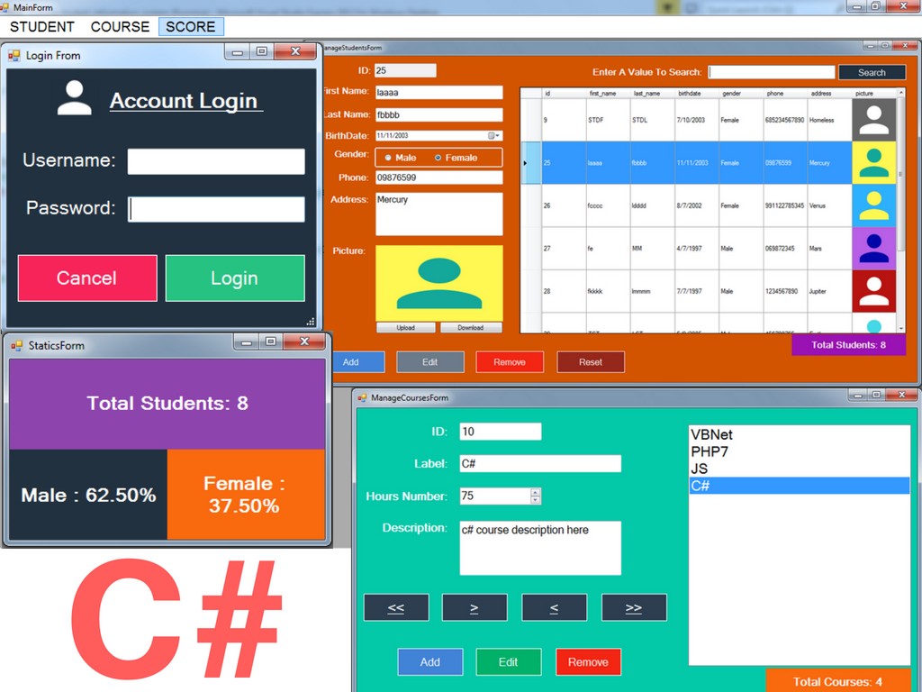 C# Student Information System Source Code - 1BestCsharp