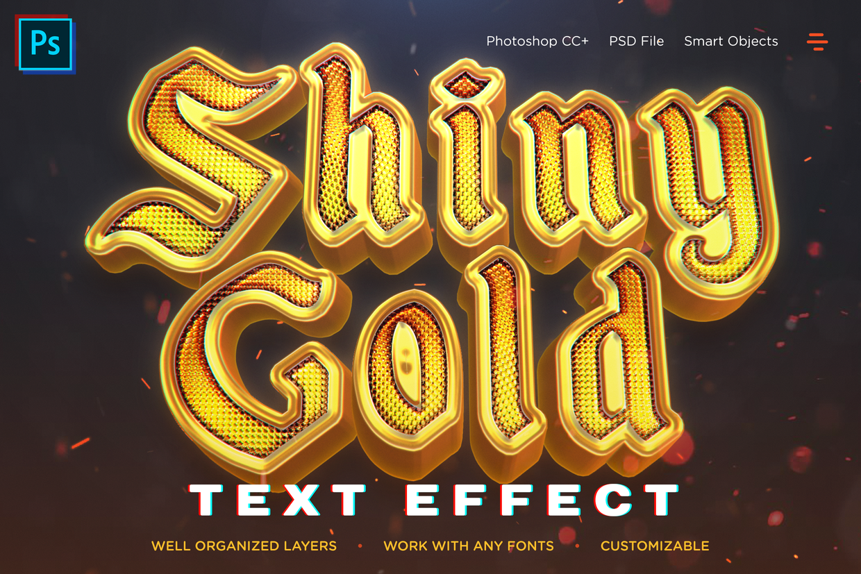 Shiny Gold Realistic 3D Text Effects