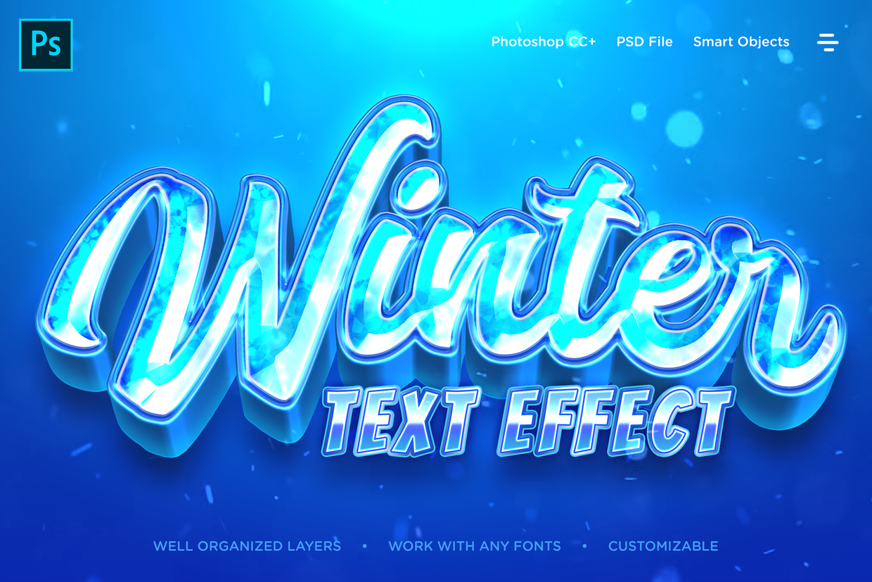 Winter Icy Frozen Realistic 3D Text Effects