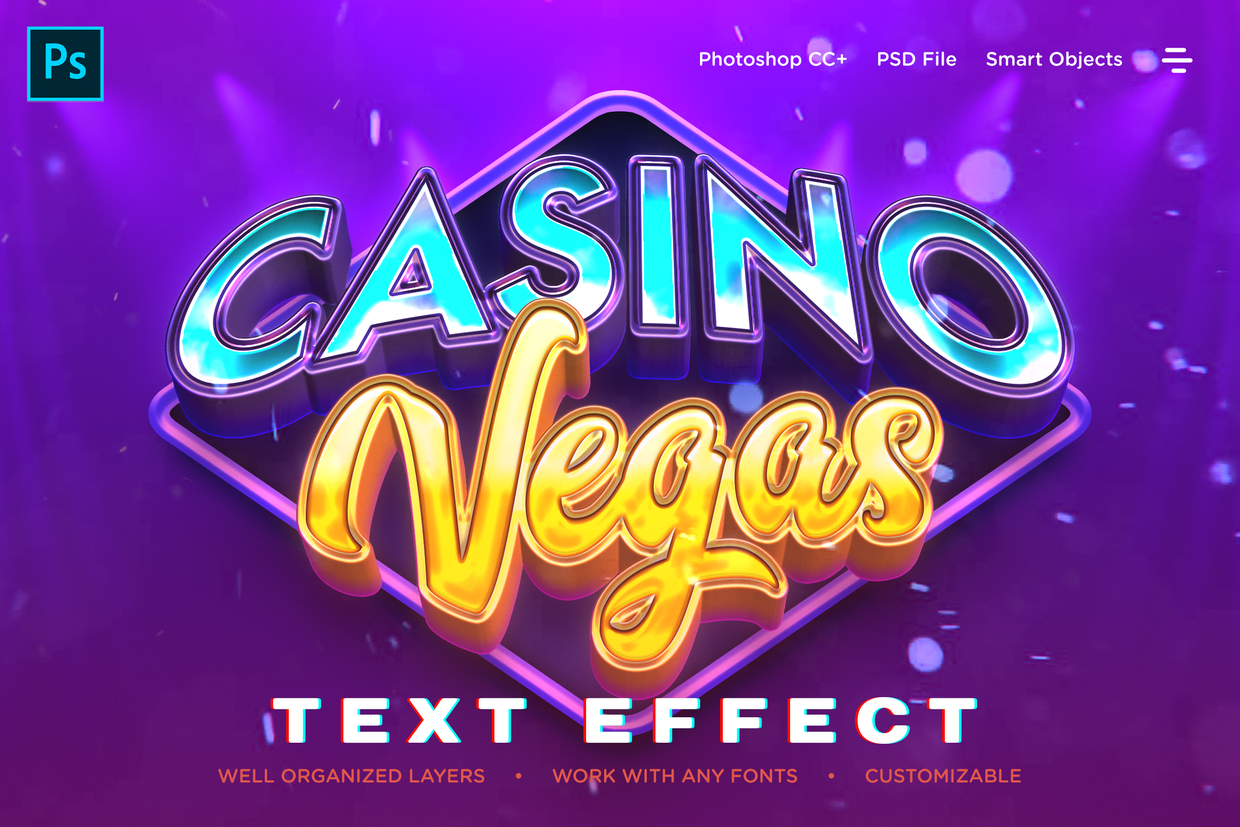 Realistic Casino Logo Style 3D Text Effects