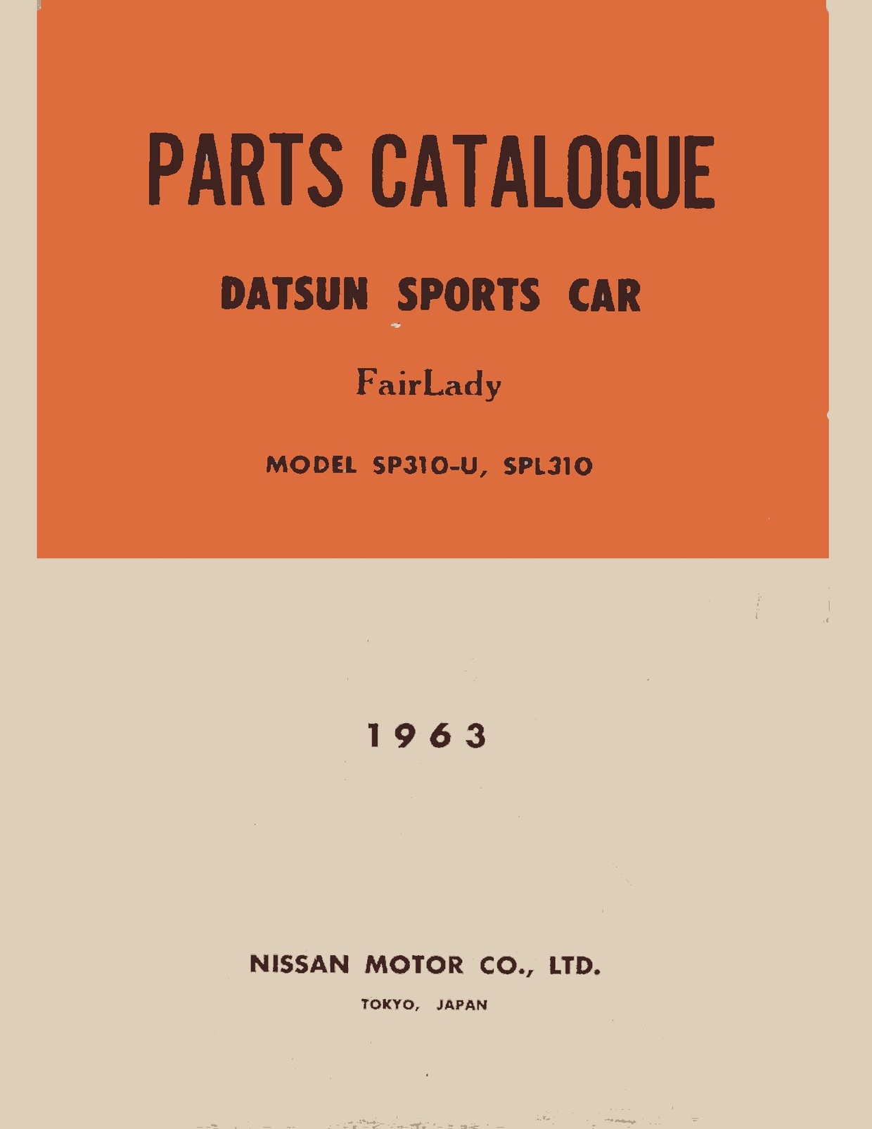 Parts Catalogue Datsun Farilady SP 310 1963 English CarDoXX