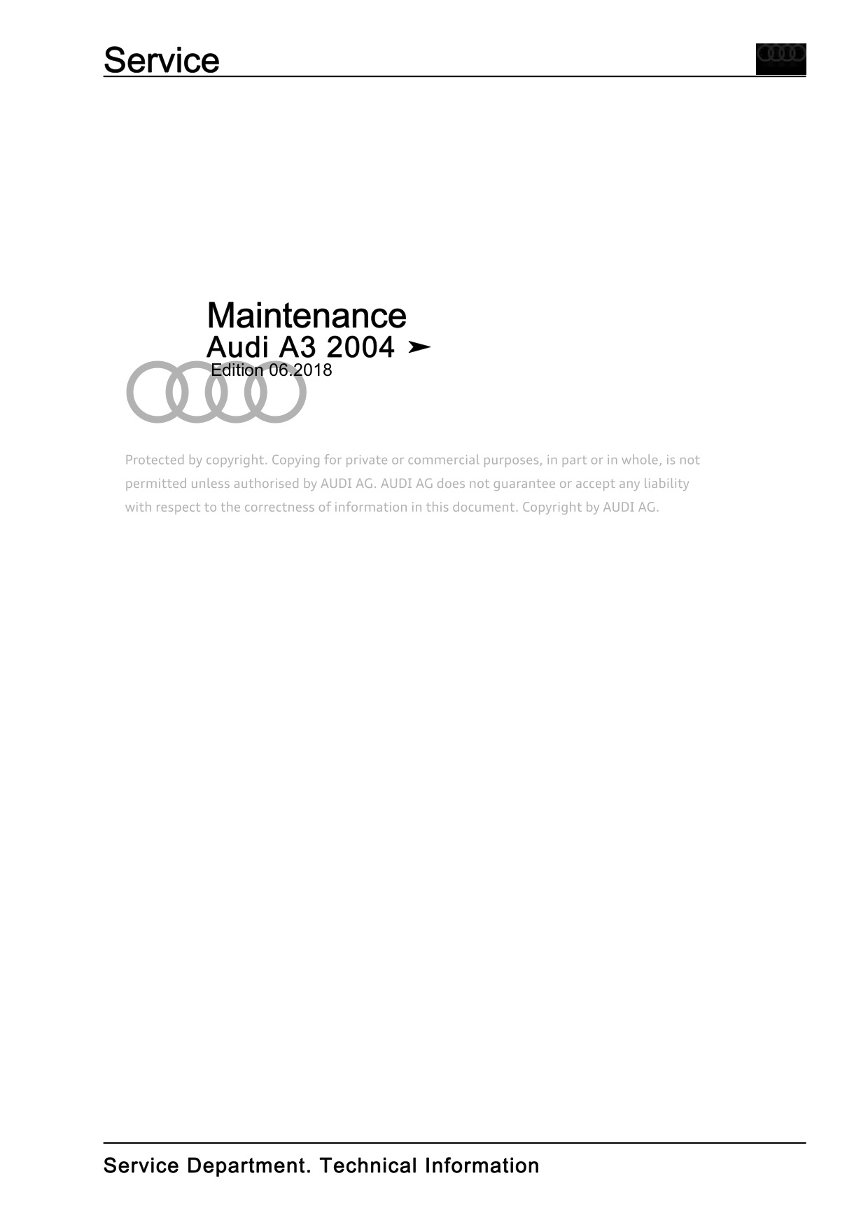 Service Manual Audi A3 8P Rev. 2018 English CarDoXX