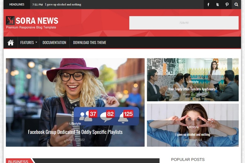 Sora News Blogger Template Extended Version - SoraTemplates