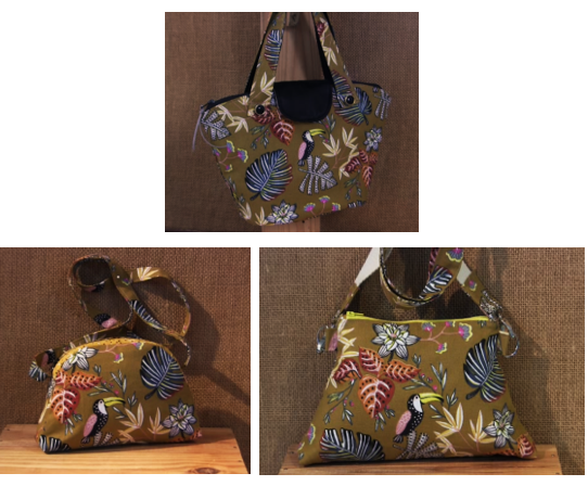 Gabarits et/ou fiches explicatives pour 3 sacs Jungle aux formes différentes.