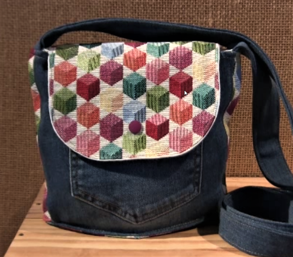 Gabarit de la base en lozange du sac Cubes jean