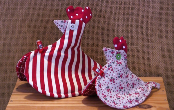 Fiche explicative, demi gabarits et gabarits pour réaliser les maniques Poulette