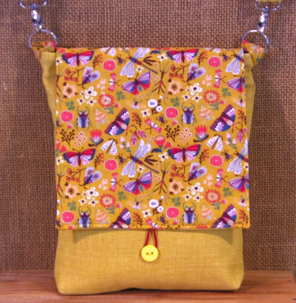 Fiche 3pages et demi-gabarit pour sac band réversible Endroit En-jaune moutarde.