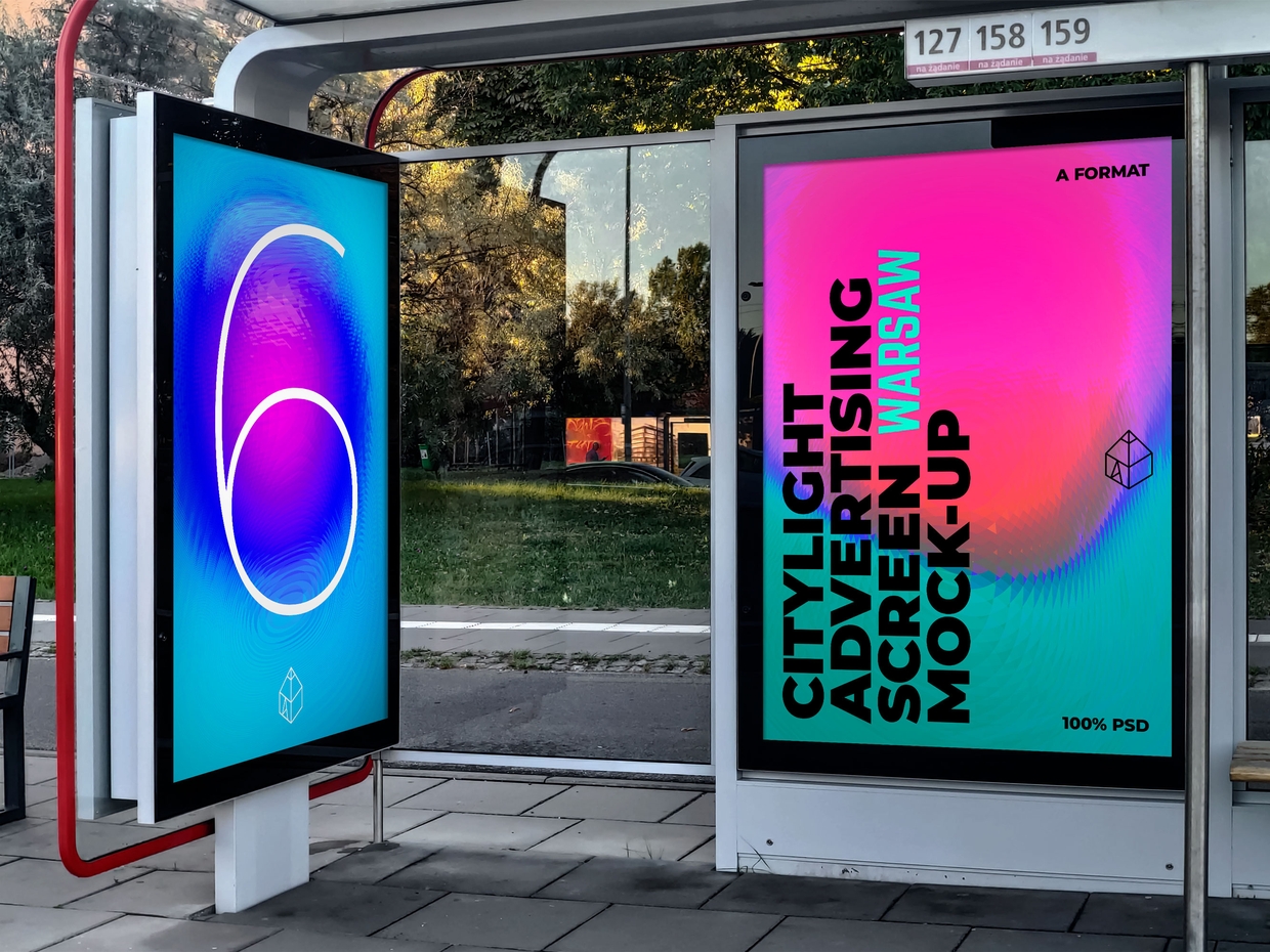 Warsaw Citylight Advertising Screen MockUp 3 v2 Graphic Shelter
