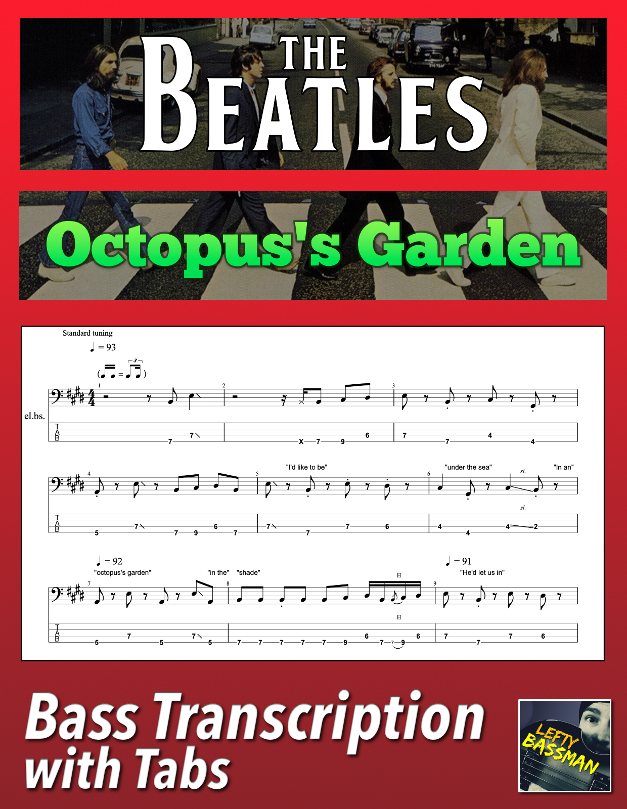 The Beatles Octopus's Garden /// Bass transcription Lefty Bassman