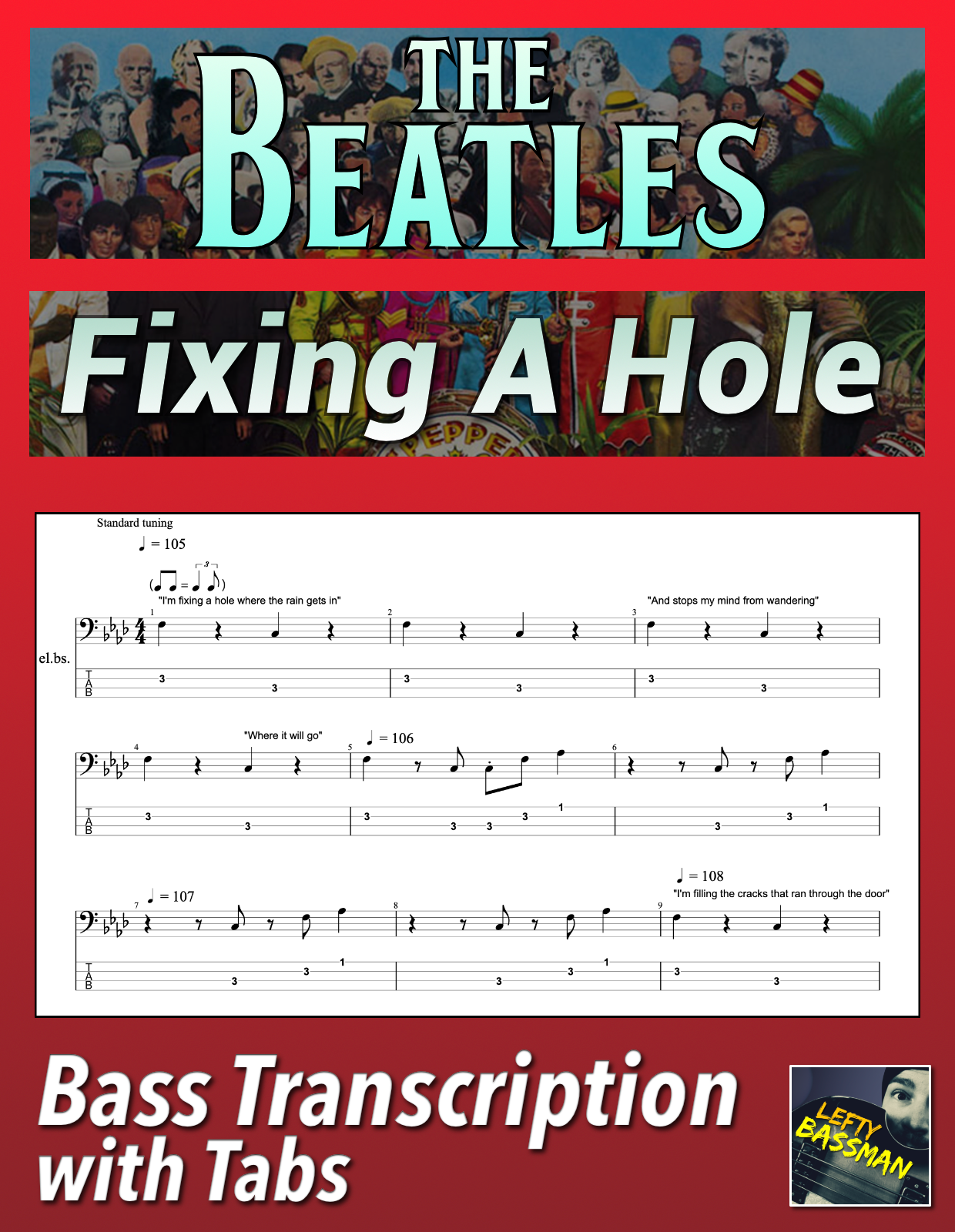 The Beatles Fixing A Hole /// Bass transcription wit Lefty Bassman