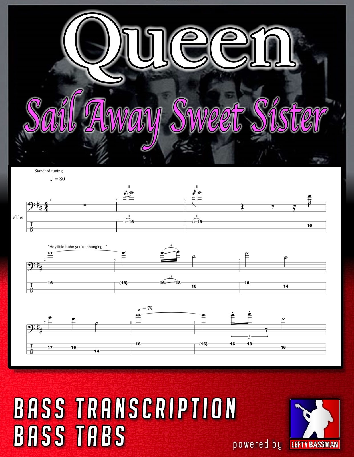 Queen Sail Away Sweet Sister /// Bass Transcription Lefty Bassman