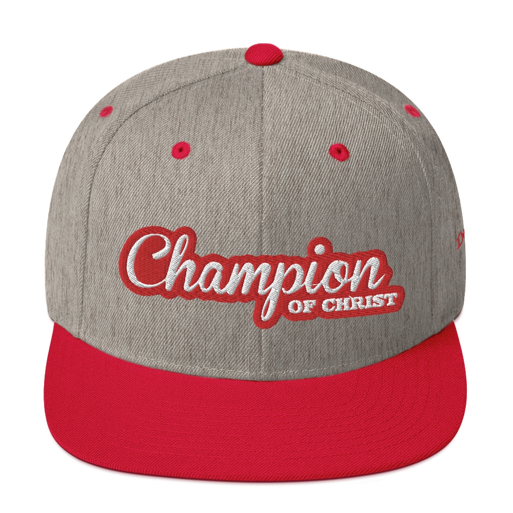 Premium Champion Of Christ Hat Grey/Red Store Of Champions Find
