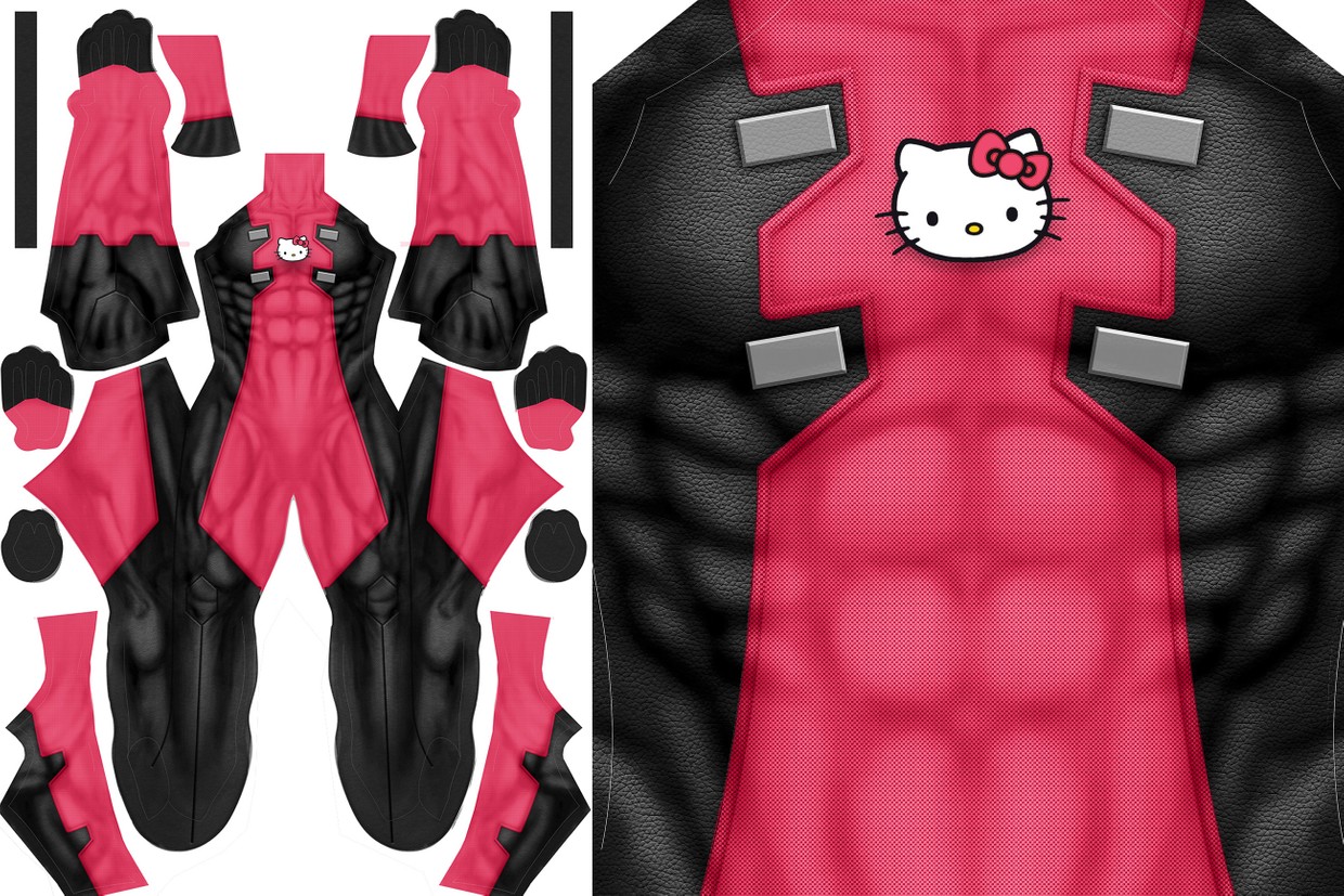 HELLO KITTY DEADPOOL (detached mask) pattern file SUPERGEEK DESIGNS