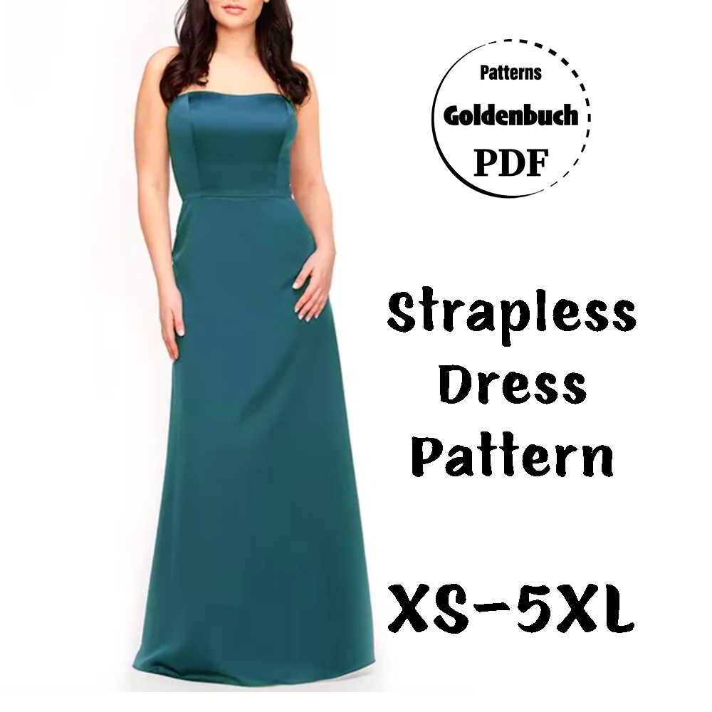 Strapless Dress PDF Sewing Pattern Prom Gown Digital D Goldenbuch PDF