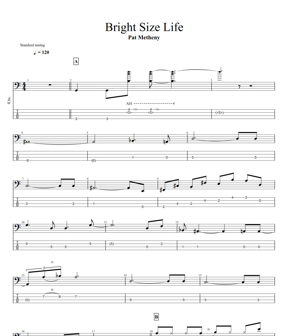 Bright Size Life Bass Tabs By Jason