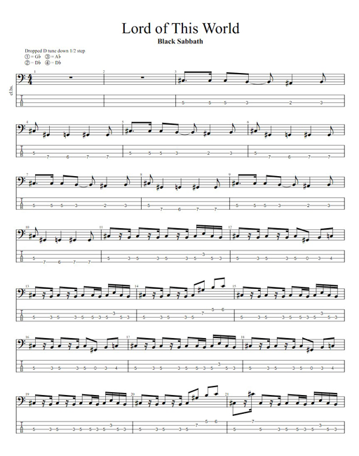 Lord of This World by Black Sabbath Bass Tabs by Jason