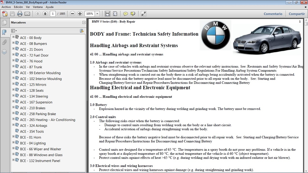 BMW 5 Series E60 Body Repair Manual de Carrocería Car.Repair.Manuals