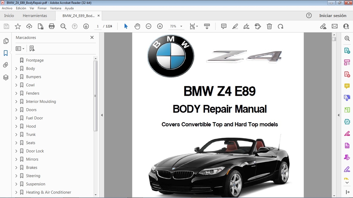 BMW Z4 E89 Body Repair Manual de reparación de Carro Car.Repair.Manuals