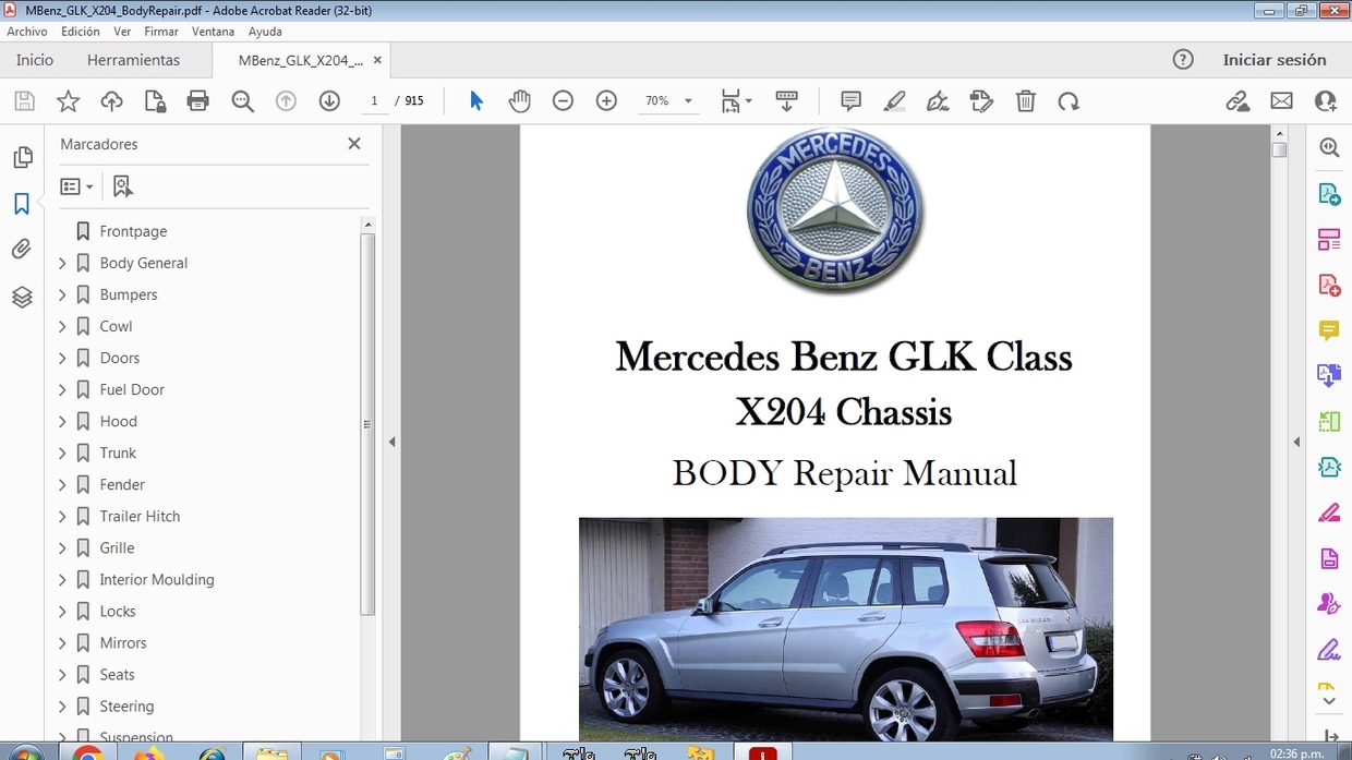 MERCEDES BENZ GLK Class X204 Body Repair Car.Repair.Manuals