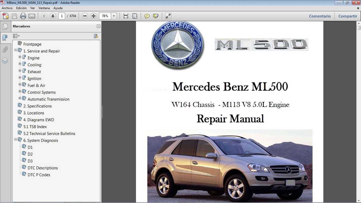 MERCEDES BENZ ML500 W164 M113 Repair Manual Car.Repair.Manuals