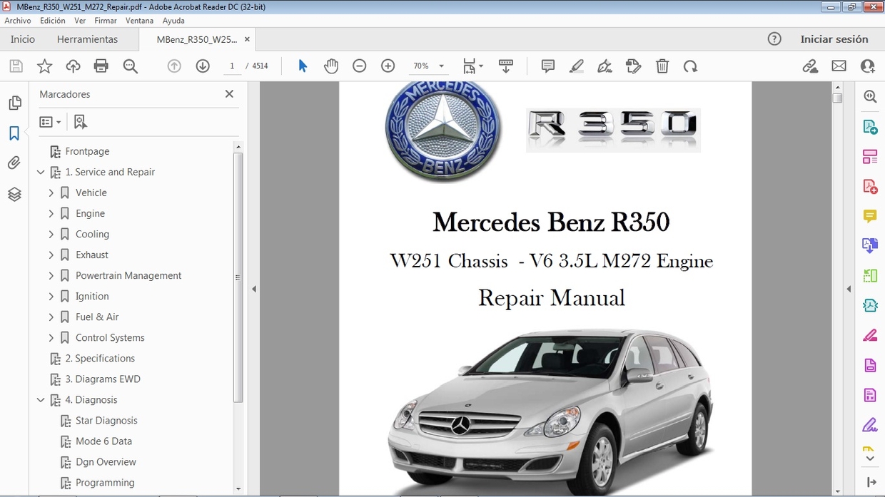 MERCEDES BENZ R350 W251 M272 3.5 Workshop Repair - Man - Car.Repair.Manuals