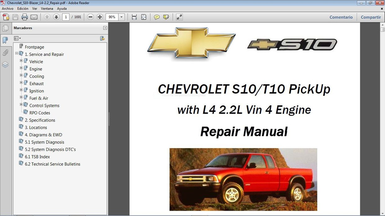 CHEVROLET S10/T10 2.2 Repair Manual de Tall Car.Repair.Manuals