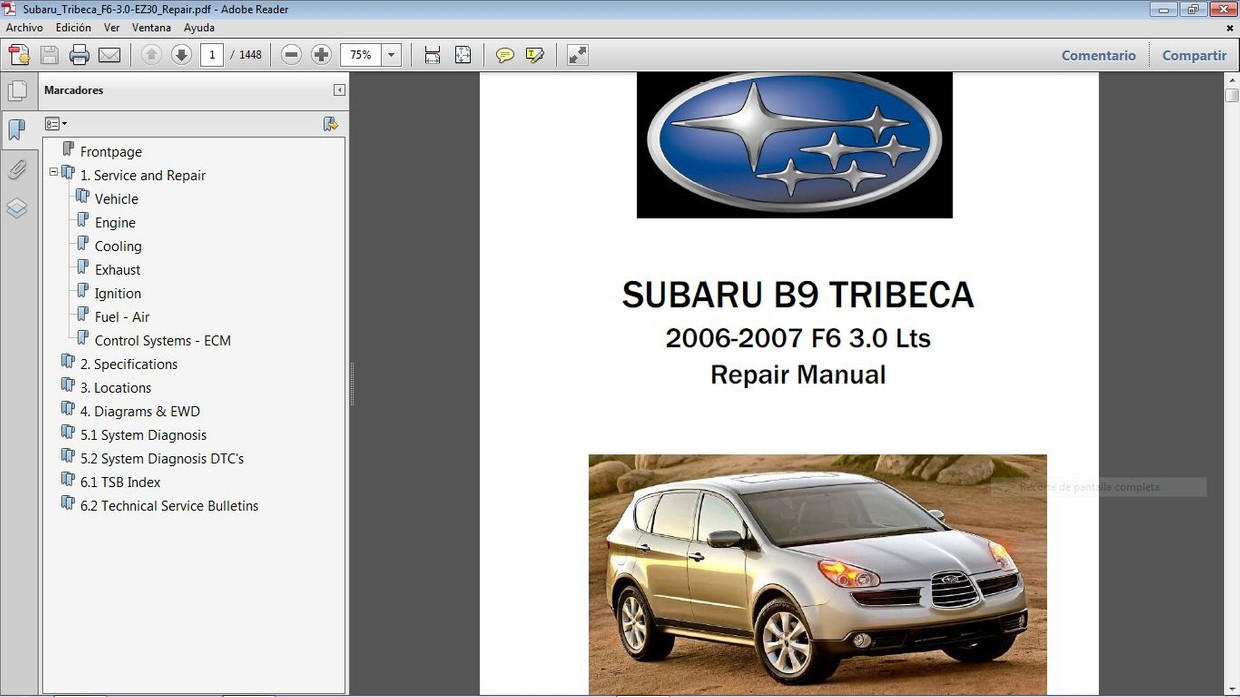 SUBARU TRIBECA 3.0 EZ30 Repair Manual de Ta Car.Repair.Manuals