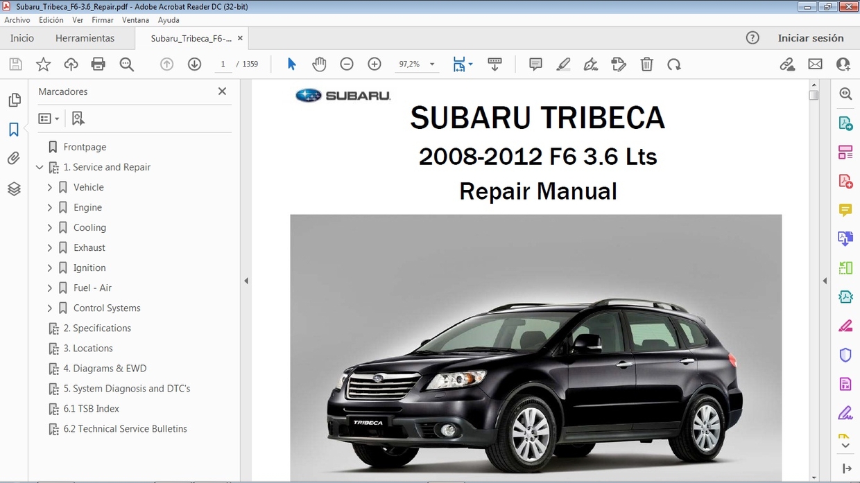 SUBARU TRIBECA 3.6 Repair Manual de Taller Car.Repair.Manuals
