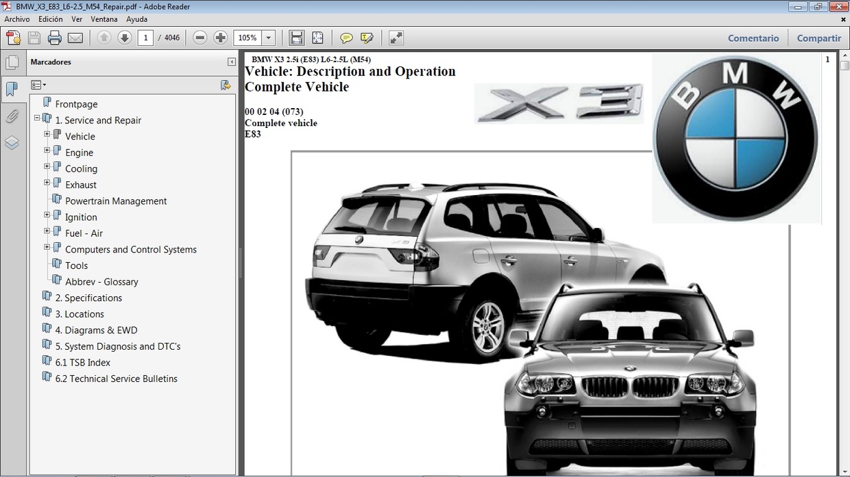 BMW X3 E83 2.5 M54 Repair Manual de Taller Car.Repair.Manuals