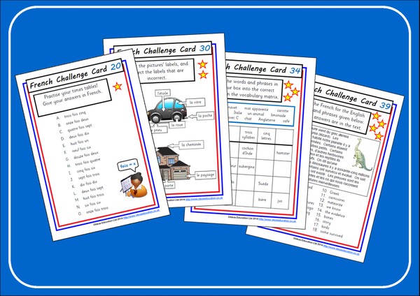 French Challenge Cards