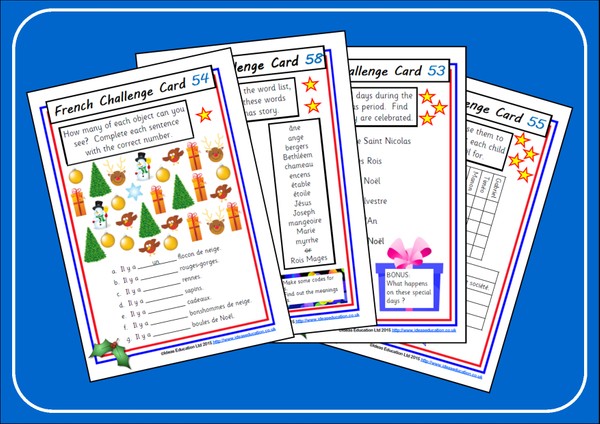 French Challenge Cards - Christmas edition