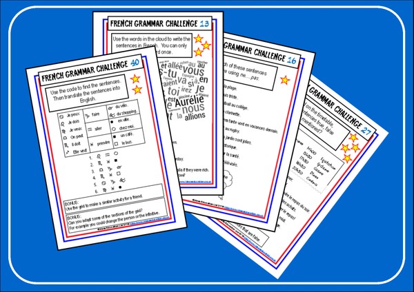 French Grammar Challenge Cards