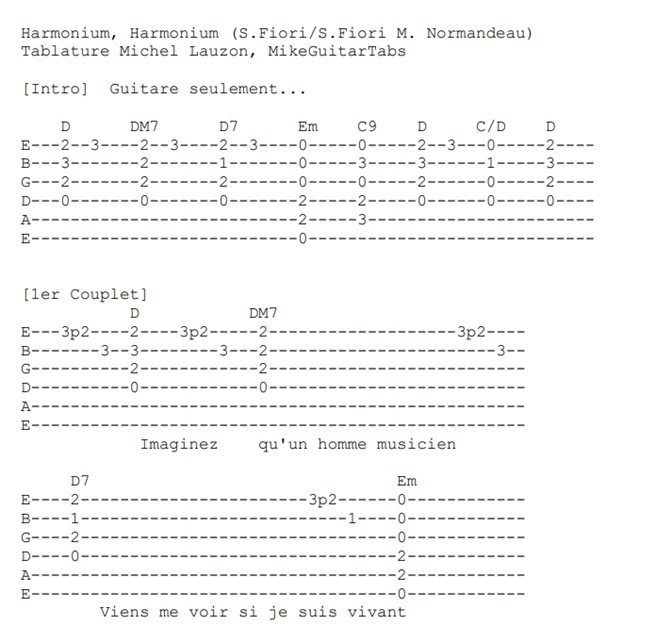Harmonium, Harmonium, Tabs (PDF) MikeGuitarTabs