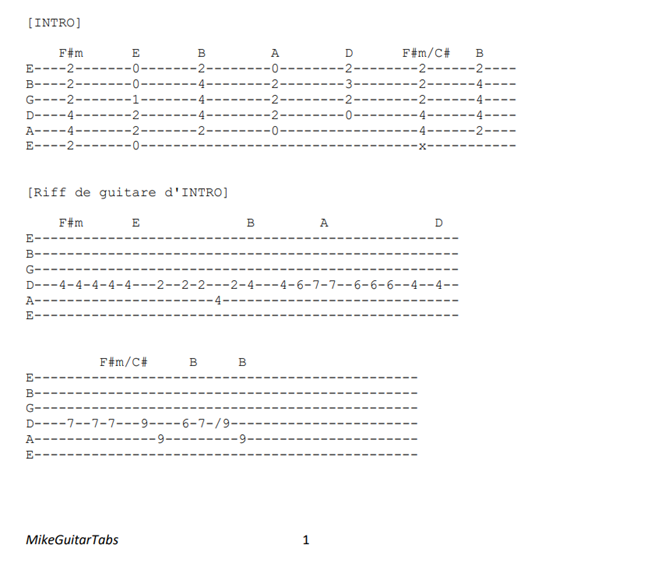 MikeGuitarTabs