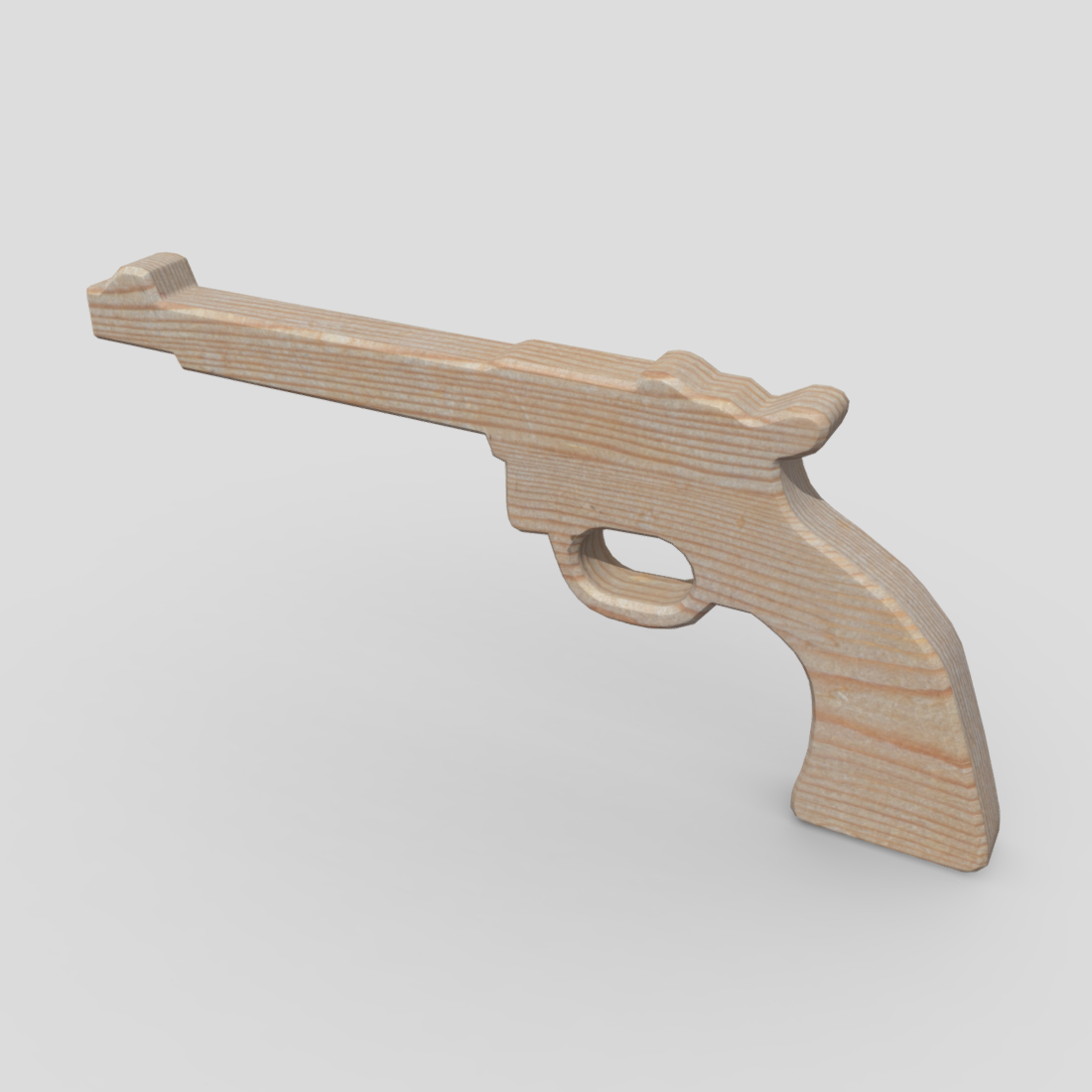 Wooden Toy Gun 3 low poly PBR 3d model plaggy
