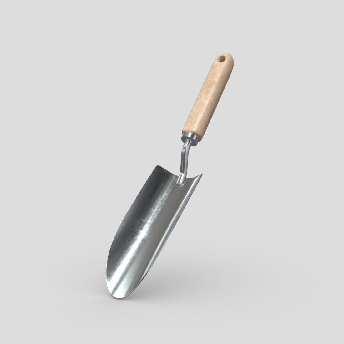 Hand Shovel low poly PBR 3d model plaggy