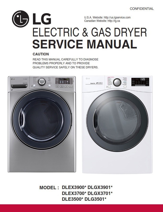 LG DLEX3900V DLEX3900W DLGX3901V DLGX3901W Dryer Servi serviceandrepair