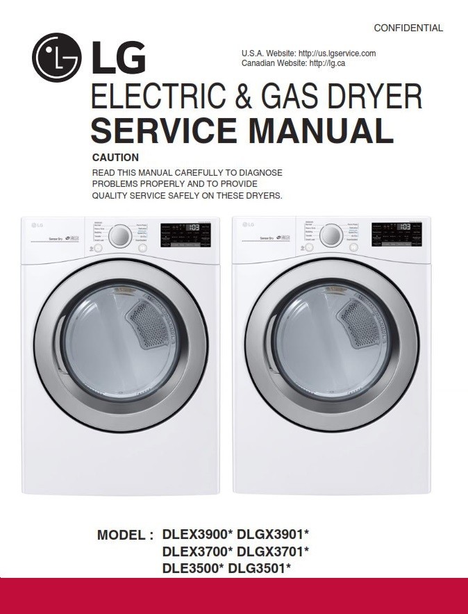 LG DLE3500 DLE3500W DLG3501W Electric & Gas Dryer Serv serviceandrepair