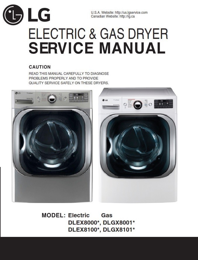 LG DLEX8100V DLEX8100W DLGX8101V DLGX8101W Dryer Servi serviceandrepair