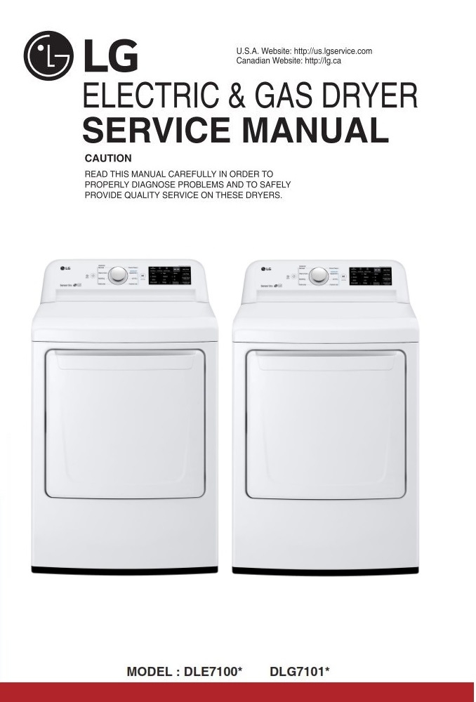 LG DLE7100 DLE7100W DLG7101W Dryer Service Manual serviceandrepair