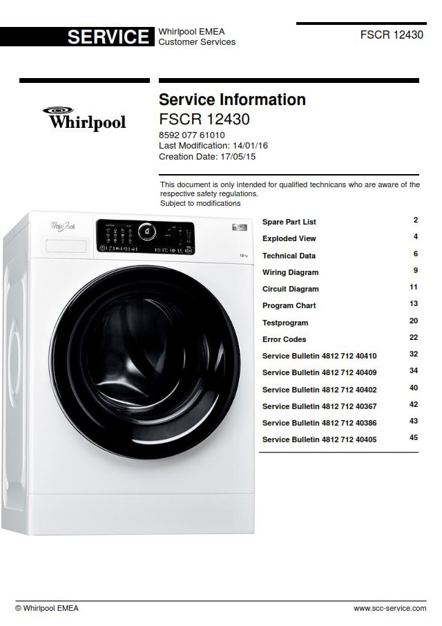 Whirlpool AWG 1112 S PRO Washing Machine Service Manua serviceandrepair