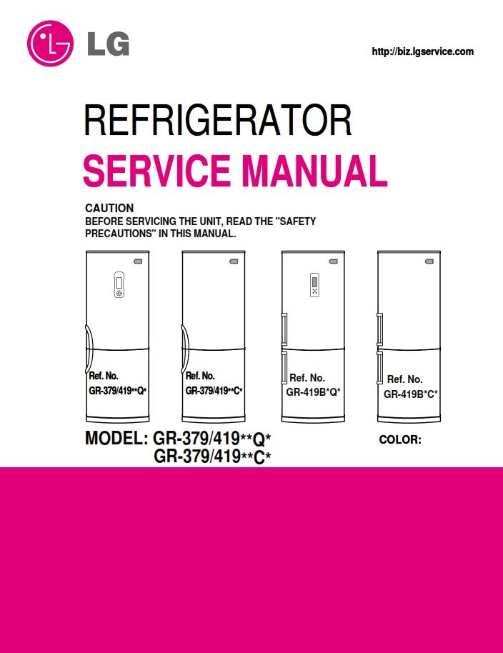 LG GR419BSGA Refrigerator Service Manual Repair Guide serviceandrepair