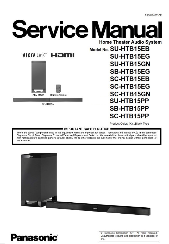 Panasonic SC HTB15 Home Theater System Service Manual serviceandrepair