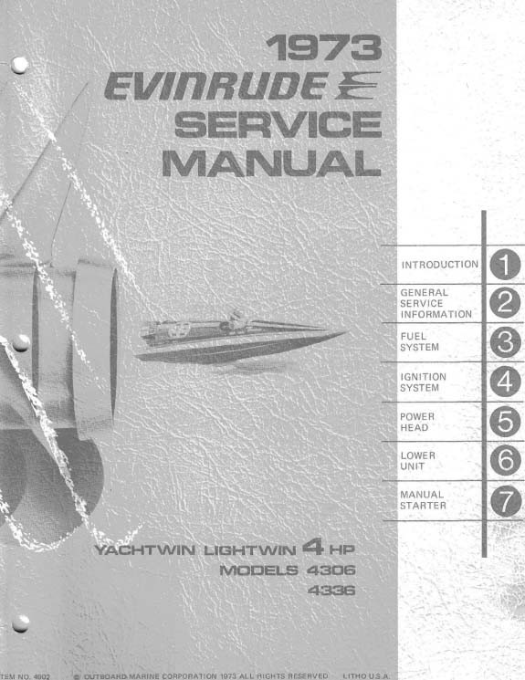 Evinrude 4 hp Lightwin 43 Series 1973 Themanualman