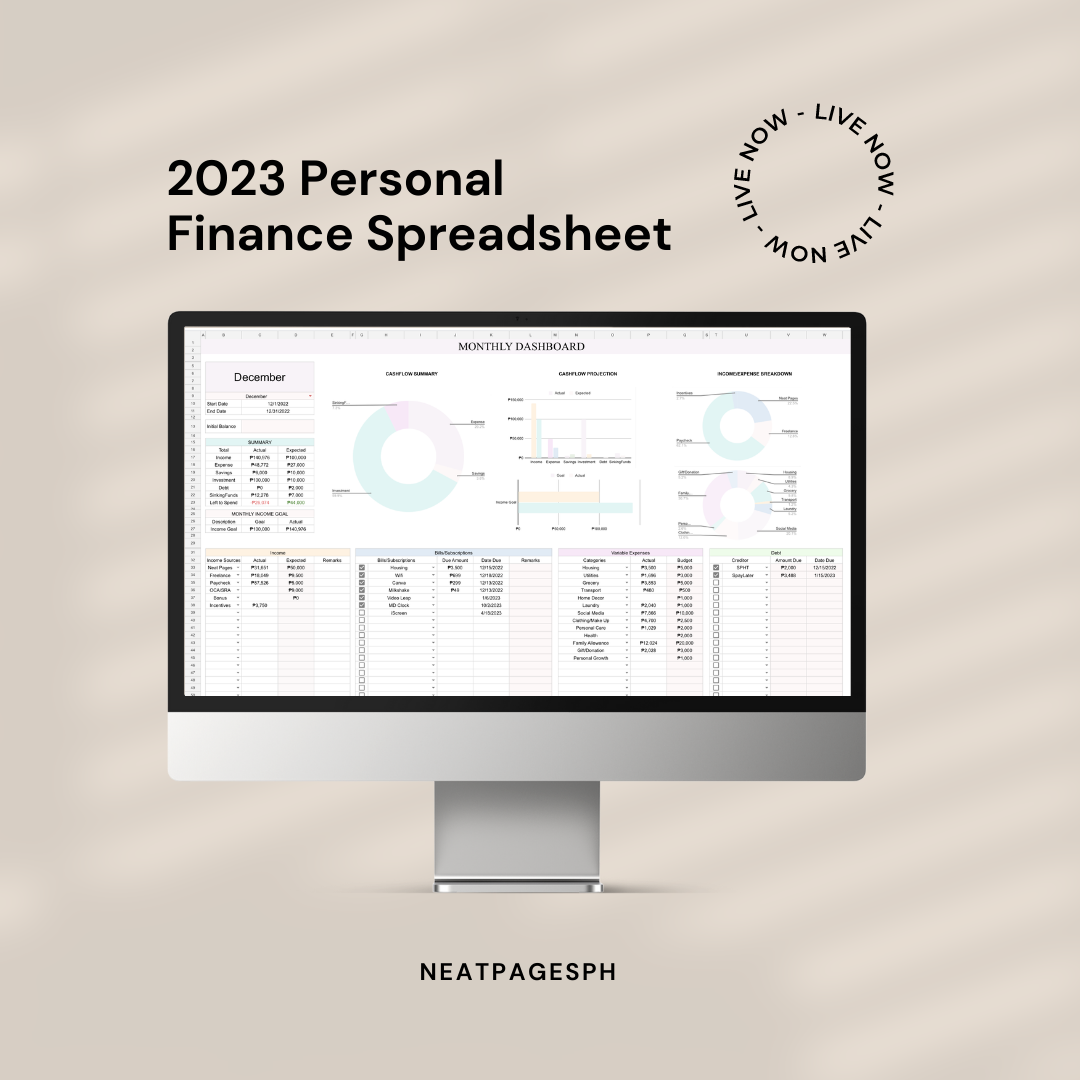 2023 personal finance spreadsheet neat pages ph