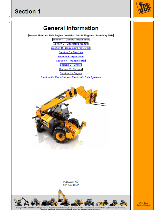 JCB Telehandler Side Engine Loadalls SH SL Engines Ser The Repair Manual