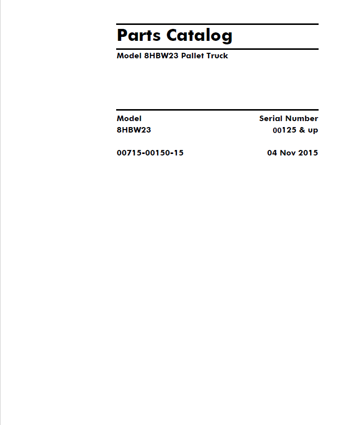 Toyota Pallet Truck 8HBW23 Parts Catalog The Repair Manual