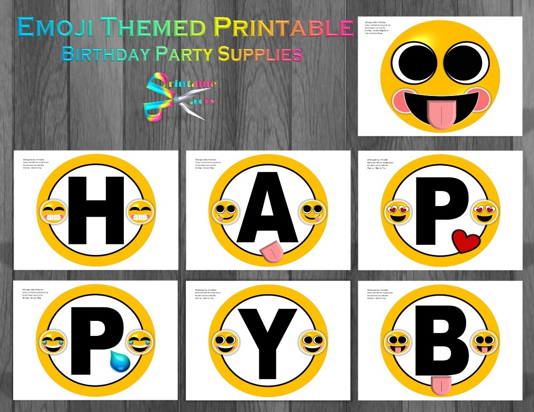 Emoji-Printable-Birthday-Party-Supplies - Printable-Party.com