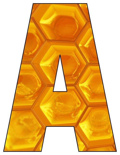8X10.5 Inch Honeycomb Printable Letters A-Z, 0-9 - Printable-Party.com