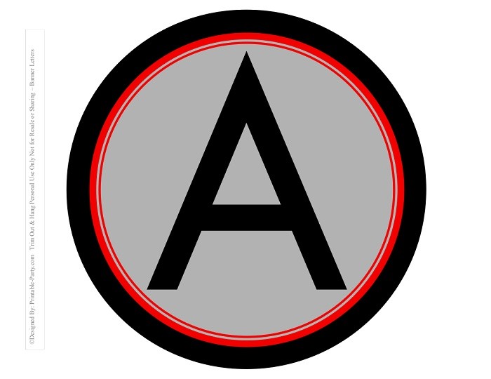 8 inch black grey red circle printable banner letters printable party com